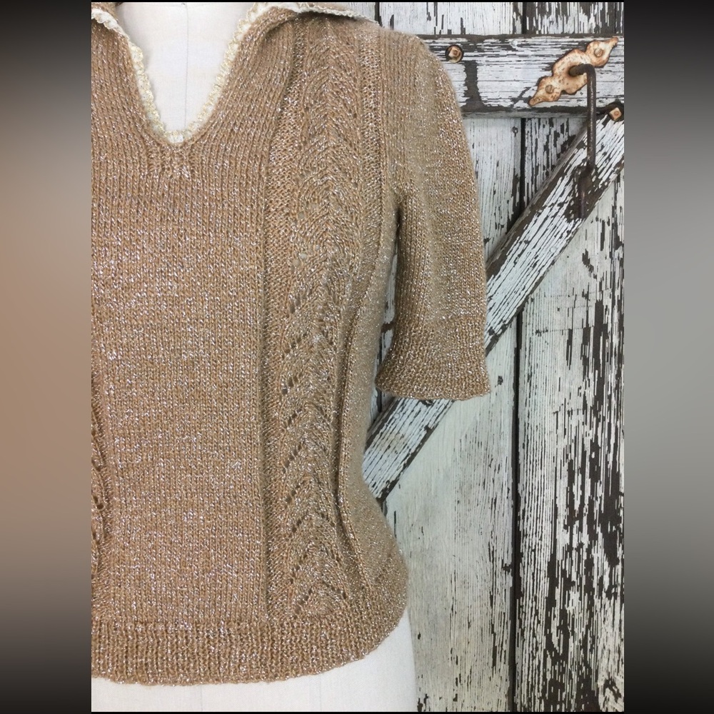 Vintage 1960s Lurex and Wool Brown and Silver Women
Knit Size Medium Large - Picture 3 of 7